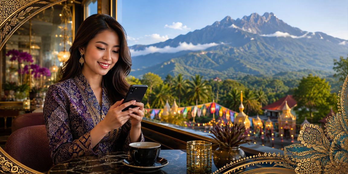 Pengguna Sabah menggunakan aplikasi kasino mudah alih m8bet pada telefon Android